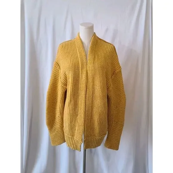 Free People Womens Dark Yellow Chunky Knit High Hopes Cardigan Sweater XS - Picture 6 of 10